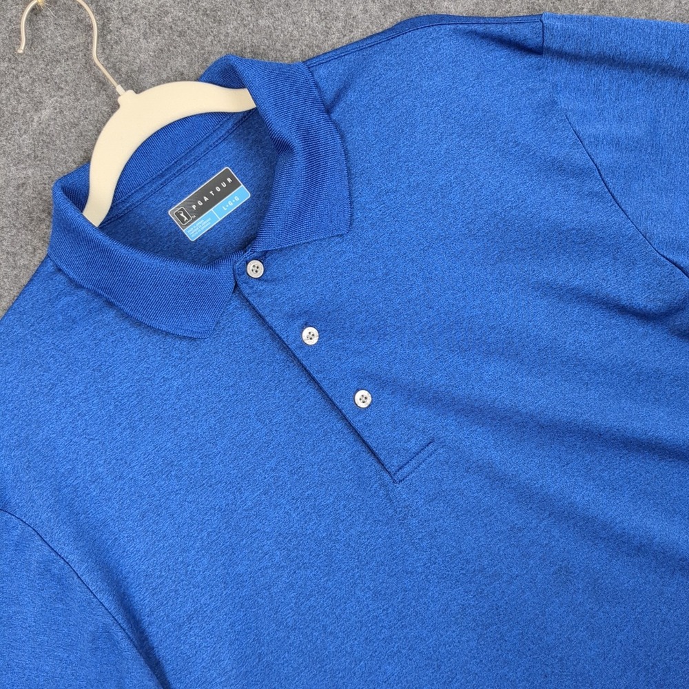 PGA TOUR Mens‎ Golf Polo Shirt Blue Short Sleeve Large L G